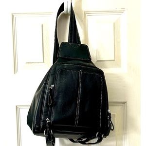 Elegant Black Leather Backpack